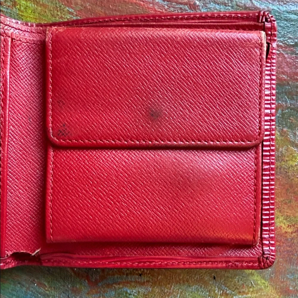 Louis Vuitton Scarlet Epi Leather Wallet Red LV Bi Fold Unisex Vintage
